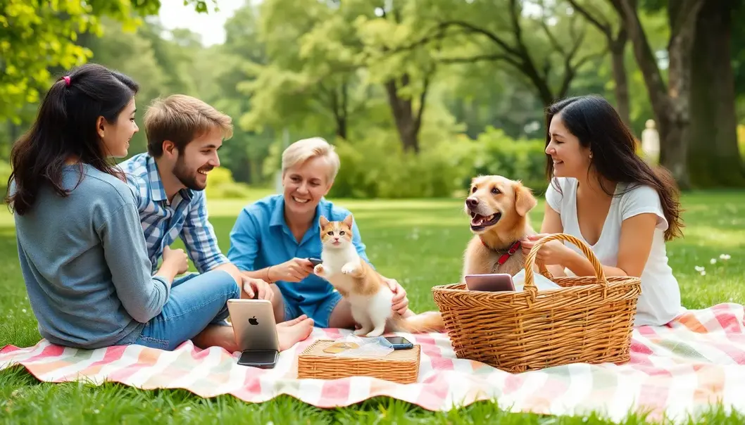 Taking a break from screens to bond with your pet.