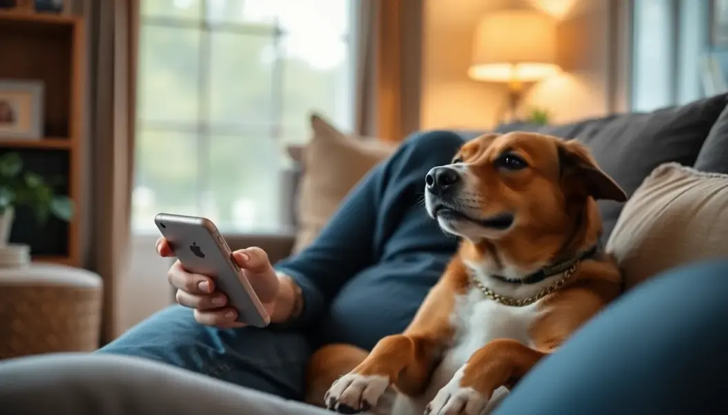 Taking a break from screens to bond with your pet.